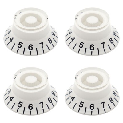 4Pcs White Acrylic Bass Knobs Guitar Knobs Hat Top Knobs Speed Control Knobs