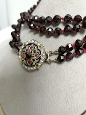ANTICA COLLANA DI GRANATI CON CHIUSURA IN ARGENTO 925