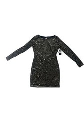 GUESS Women's Beatriz Open Back Sequin Cocktail Dress Black Size Large