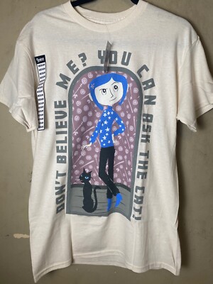 CAROLINE  Anime ''Dont believe me, you can ask the Cat'' Graphic Beige Tee-NWT