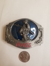 Vintage 1990 COKE COCA-COLA Belt Buckle Fishing SISKIYOU BUCKLE CO. N-90