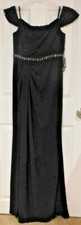 Adrianna Papell Pleated Jersey Column Gown Black 10