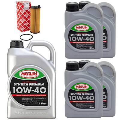 Motoröl Set Syntech Premium 10W-40 Meguin 9 Liter + Ölfilter für Audi A6 Avant