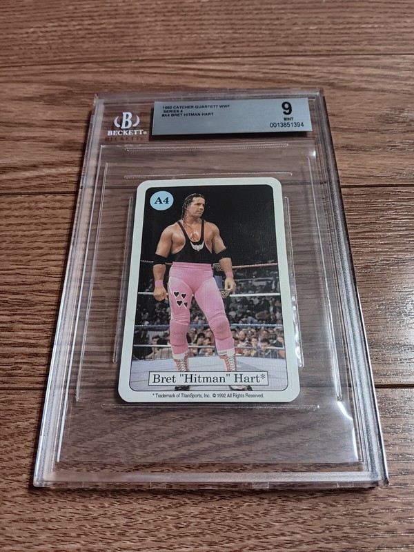 1992 WWF Catcher Quartett Bret Hart German Wrestling Card BGS 9 WWE POP 1 NONE ^