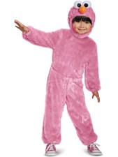 Girls Classic Sesame Street Elmo Pink Comfy Fur Costume