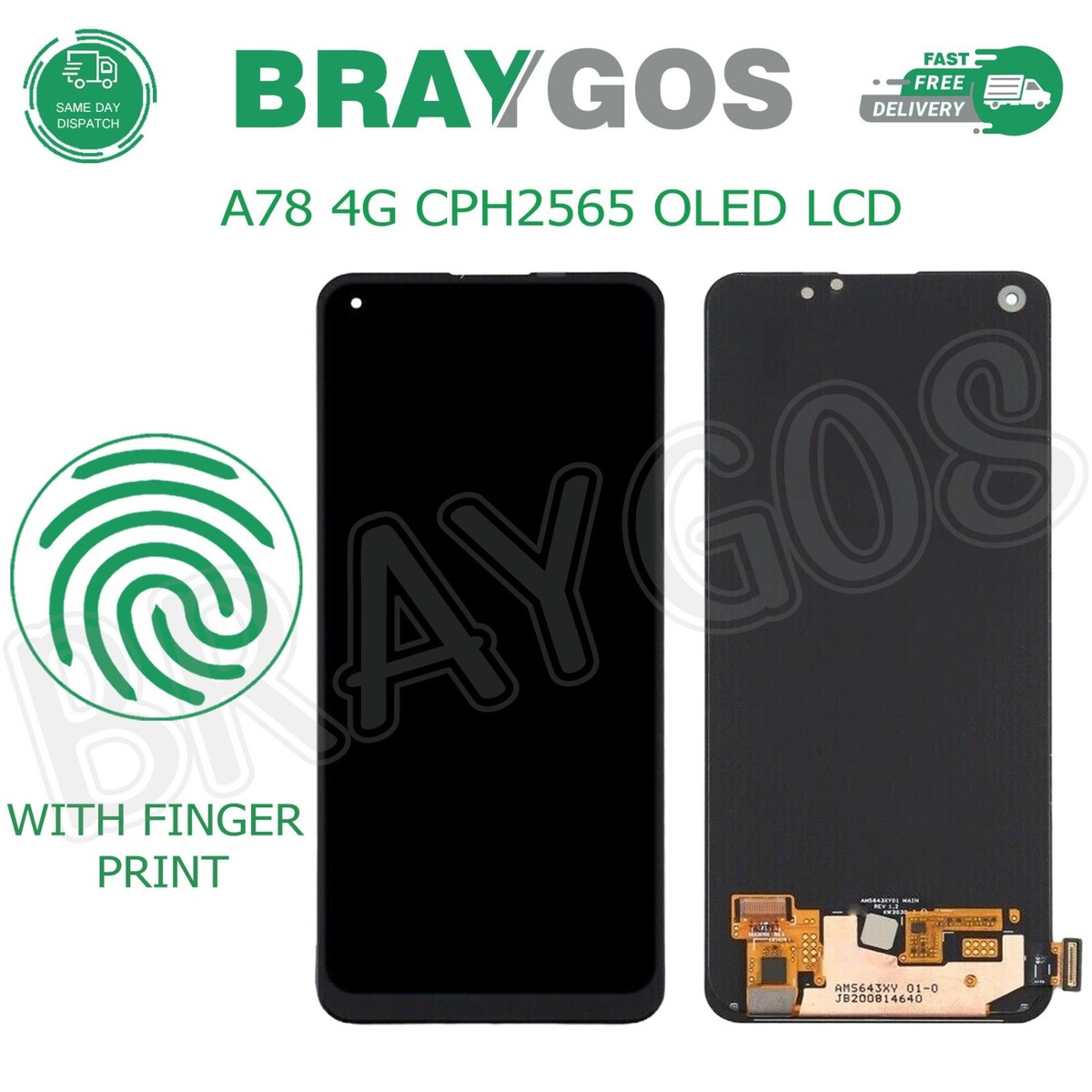 Oppo A78 Display Lcd Touch Screen Per 4G Oled Cph2565 Vetro Oppo A78 4g