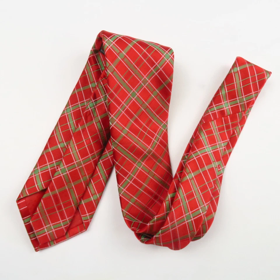Corbata de cuello Holiday Traditions Hallmark para hombre Navidad roja verde a cuadros 58x3 Foto 4 de 4