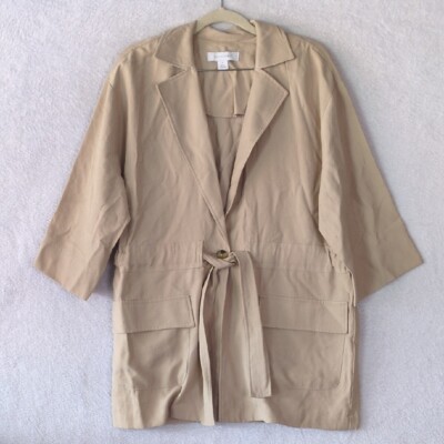 Madison Grey Women's Tan 3/4 Sleeve Utility Blazer Jacket Size S