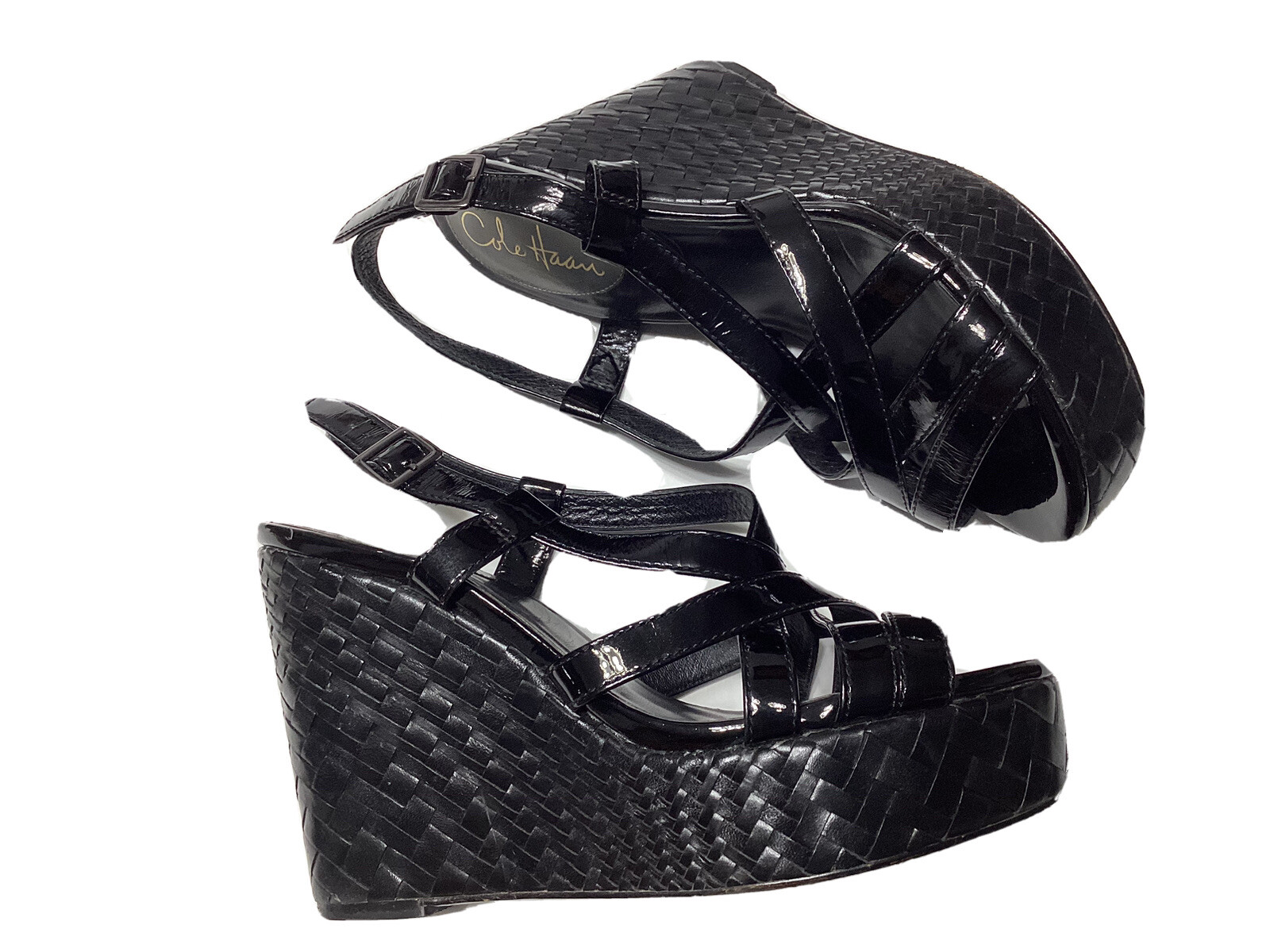 SAINT LAURENT *Sandali Cole Haan taglia 8 5 B zeppa pelle verniciata usati in ottime condizioni