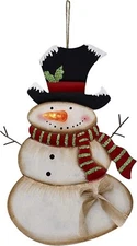 Snowman Sign Hanging Christmas Wall Decoration LED Battery Operated Blinking Nos
