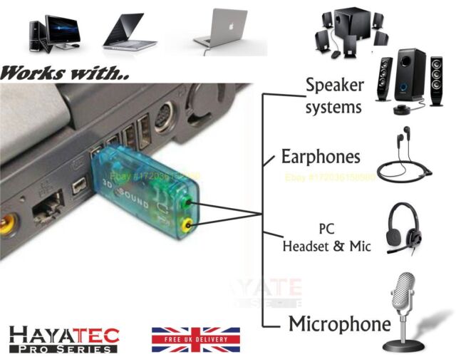 Arenoso Economía Museo Guggenheim USB to 3.5mm Headphone Mic Adapter External Mini Virtual 3d Stereo Sound  for Ps3 | Compra online en eBay
