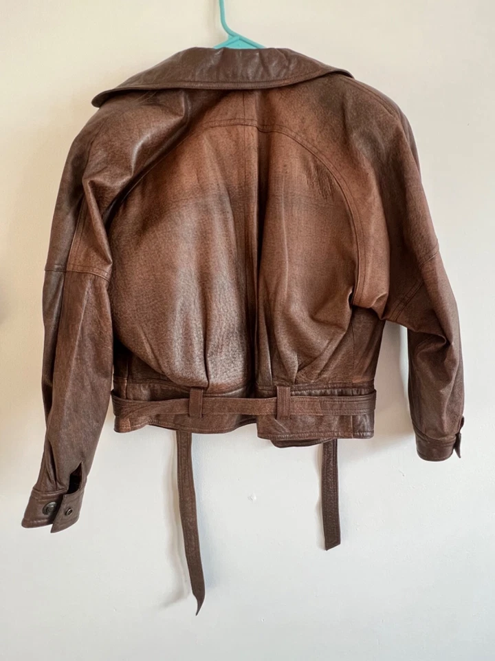 Vtg 80’s Woman's Leather Jacket Wilson's Adventure Bound Bomber Small Brown Coat - Image 2 of 4