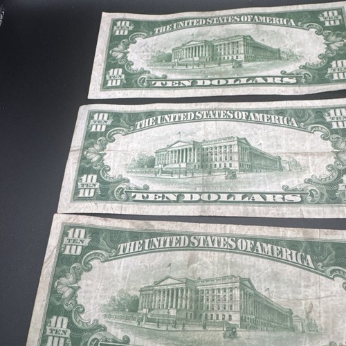 3 Light Green Seal 1934 Series D $10 Ten Dollar Bill - Picture 7 of 10