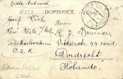 Postal checa, NOVEHO MESTA nad Metují, escena callejera, rodillo de vapor (1900) - Imagen 2 de 2