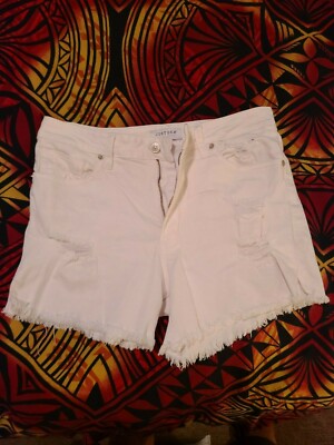 JUST USA Distressed WHITE DENIM Frayed 