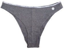 Gilly Hicks Hollister Ribbed High Leg Cheeky Cotton Mix Grey Pants Knickers L XL