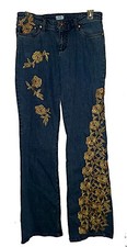 New jeans Cache Embellished Gold-Embroidery Rhinestones Cotton Stretch 4