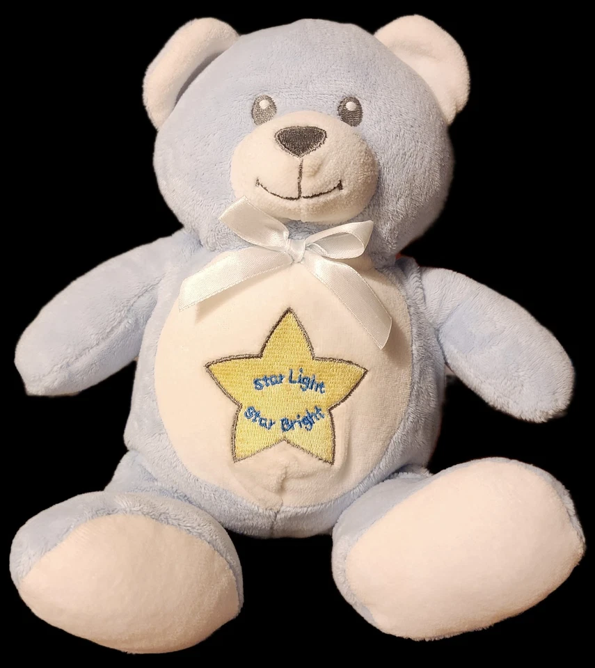 Non-Working Kids II Plush Blue Bear Star Light Bright 2001 Baby Lovey Teddy Bow - Image 4 of 4