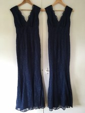 Beautiful Ariella HOF Navy Blue Maxi Bridesmaid Evening Dresses Pair Size 8 Lace