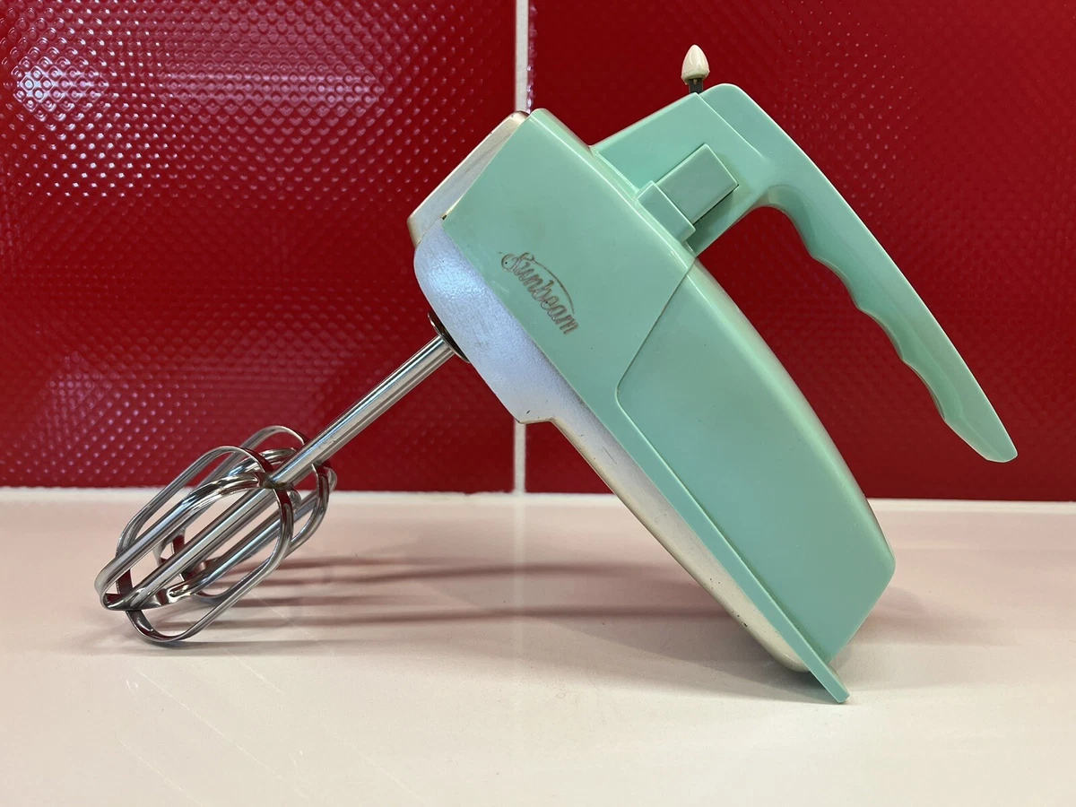 1950s Sunbeam Mixmaster Hand Mixer Turquoise Green 3-speed Blender Whip  WORKS!