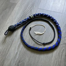 Blue/Black/White Handmade 5’7” Nylon Para-cord Bullwhip Horse Riding Equestrian