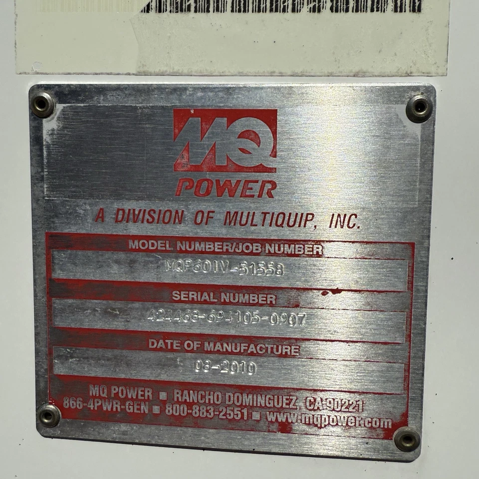 60 kW MQ Power Diesel Generator 120/240v Single Phase - Image 4 of 4