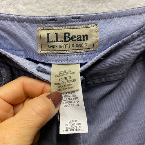 Pantalones cortos L.L.Bean Favorite Fit para mujer 10 grises azules algodón elástico tiro medio - Imagen 3 de 13