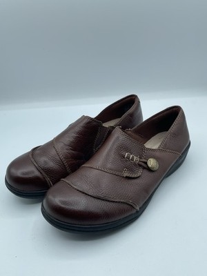 Womens Size 7.5 Clarks Collection Cheyn Misha Brown Leather Slip On Shoe Loafer