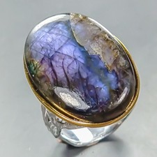 Unique ring 36 ct Natural Labradorite Ring 925 Sterling Silver Size 7.5 /R446966