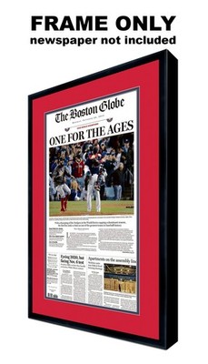 12x22 Newspaper Frame With Red and White Double Mat