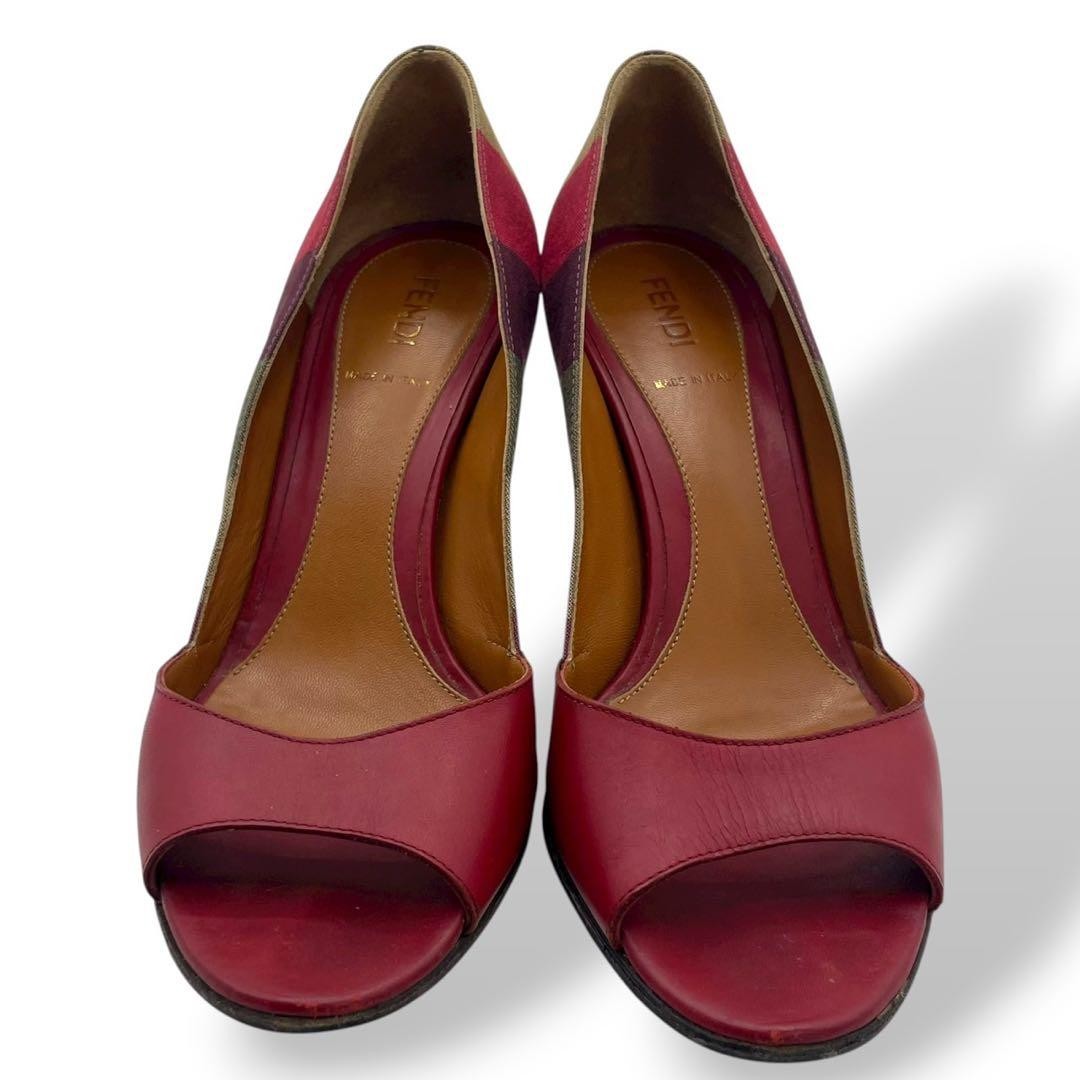 FENDI Pumps Heel EU36/US6 Red Leather Stripe Open Toe 02346i thumbnail 22