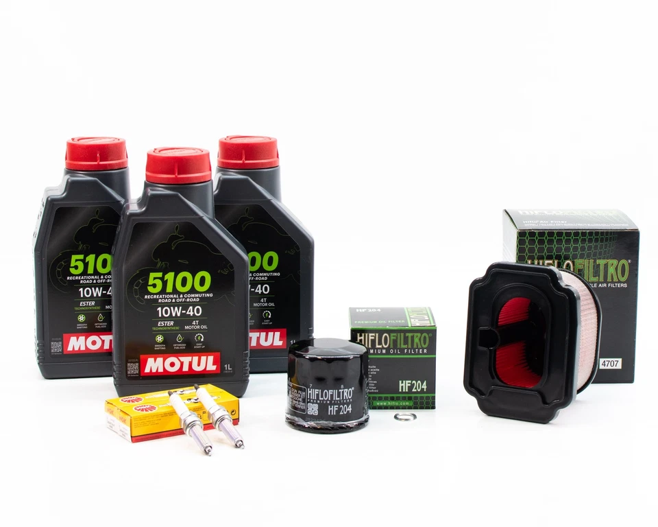 GAZOOBIKE Kit Révision Filtres Bougies YAMAHA MT-07 de 2014 à 2025 MOTUL 5100 10W40