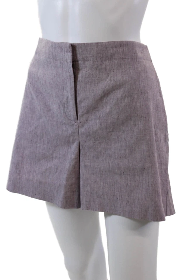 Pantalones Cortos Informales Theory Mujer Lino Bolsillos Cintura Alta Lila Púrpura Talla 12 Foto 2 de 4