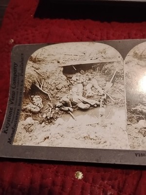 Antique Stereo view Card WW 1 World War I Dead Body Bones WARNING GRAPHIC B3
