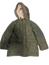 Carter  s Boys Faux Fur Hooded Parka Winter Coat Green Size M 5/6 FLAW