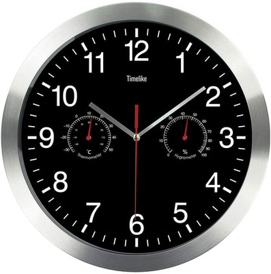 Metall Quarz Wanduhr, 12 Zoll moderne leise nicht tickende Wanduhren mit Therm