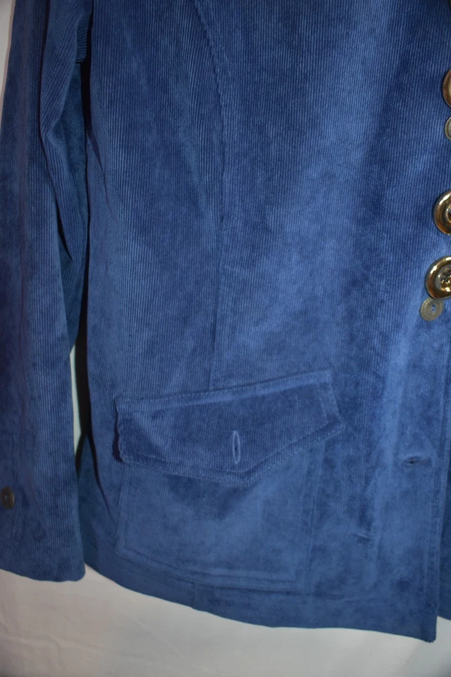 蓝色灯芯绒马戏团戒指领袖夹克金色条纹星星 M-L 527 — 第 3/4 张图片