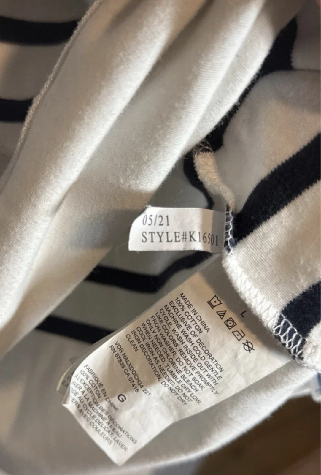 Nautica Men's Striped Crew Neck Pullover Sweatshirt White Navy Red L - product detail image 6
