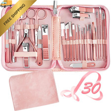 Manicure Set 30 in 1 Nail Clipper set, REDFLOW nail 30 Piece Set, Pink