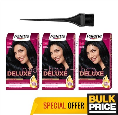 Palette Deluxe 1-1 Blue Black Hair Dye 3-Pack Permanent Color 100% Grey Coverage