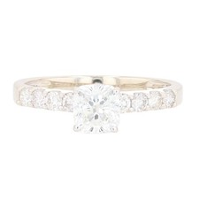 GIA 1.36ctw Cushion Diamond w / Accents Engagement Ring 14k White Gold Size 7.75