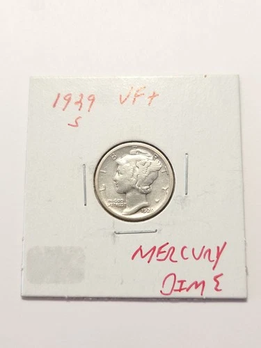1929 S VF+ Tough Key Date Mercury Dime