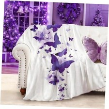 Butterfly Blanket 80"X 60", Super Soft Girly Throw Blanket, Purple 80"x60"