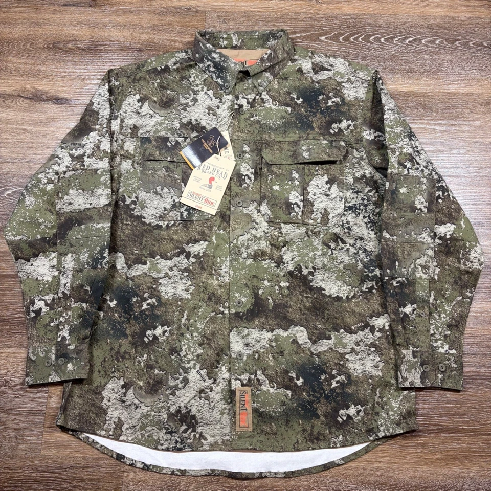 Red Head Shirt Men's XL Silent Hide Strata Camo Long Sleeve Button Up NWT - Image 2 of 4