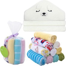 Baby Hooded Towel Set with 7 Washcloths – Ultra-Soft Cotton 80x80cm