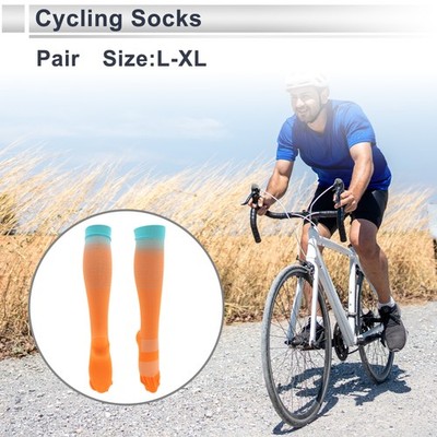 Fahrradsocken Schweißabsorbierend Anti-Reibung Blau/Orange L-XL 1 Paar