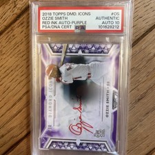 2018 Topps DMD. Icons Ozzie Smith Red Ink Auto-Purple PSA 10