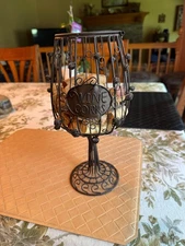 Wine Cork Holder Metal Wine Glass Shape Include Corks 12" High