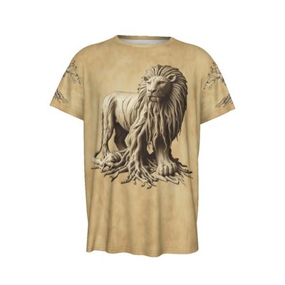 Lion Made of Tree Roots Men's/Women's T-shirt, Images on Front, Back and Sleeves