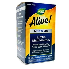 Alive Men’s 50+ Ultra Multivitamin Energy Heart Brain Immune Support – 60 Tablet